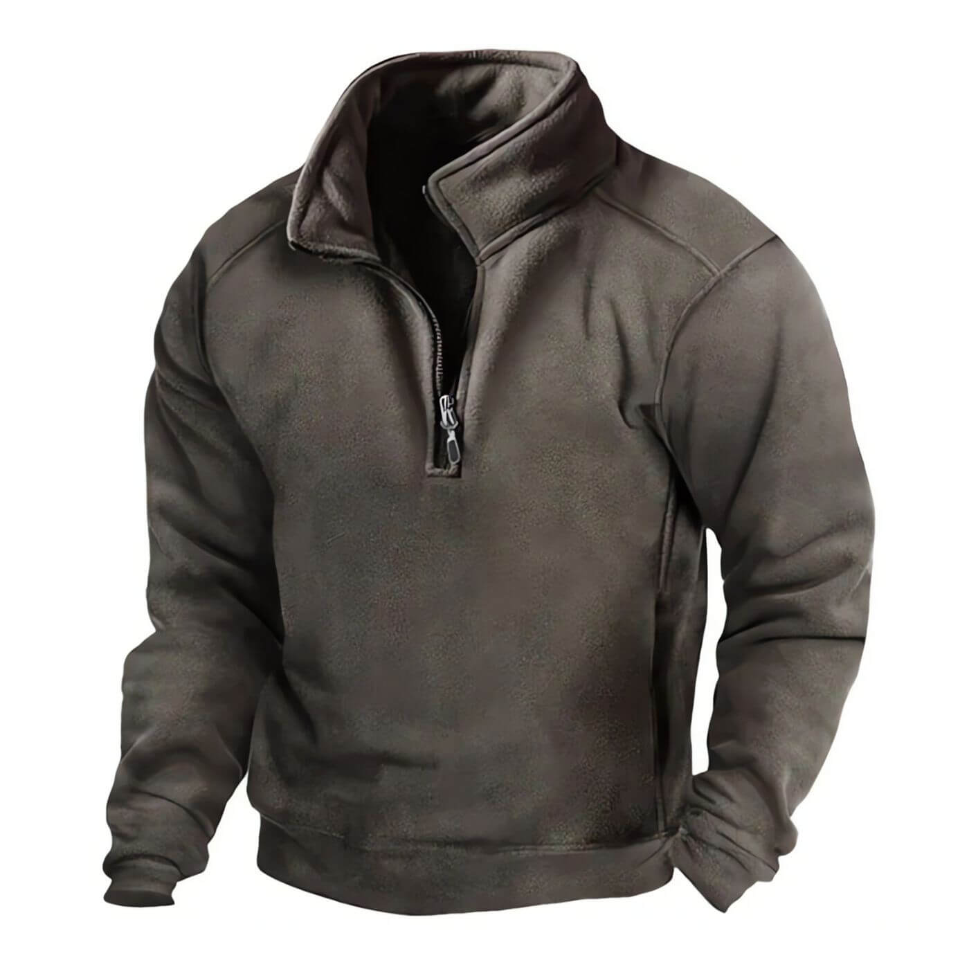 Pull polaire gris foncé homme – sweat demi-zip doux et chaud pour l’automne et l’hiver.