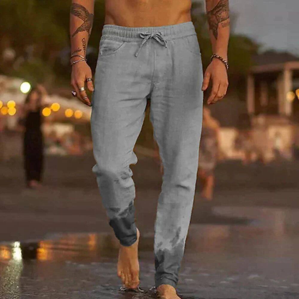 Pantalon en lin décontracté homme – coupe ample et estivale