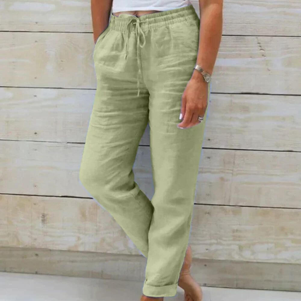 Pantalon en lin femme chic et décontracté – coupe fluide été
