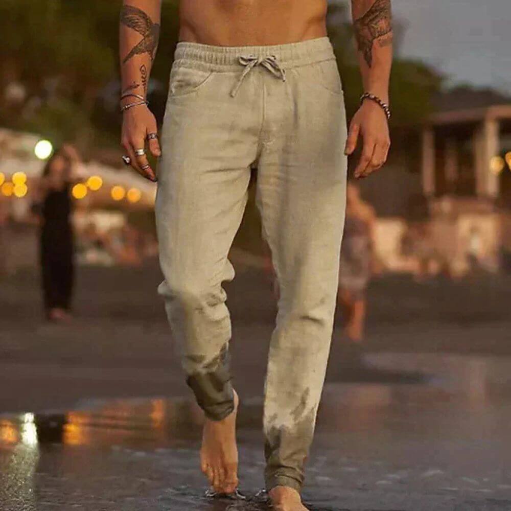 Pantalon en lin décontracté homme – coupe ample et estivale