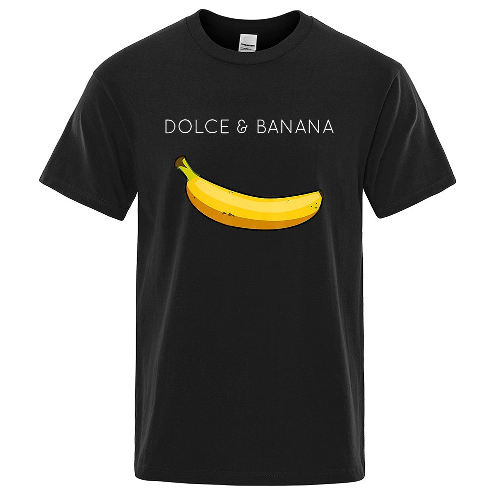 T-shirt noir avec motif de banane.