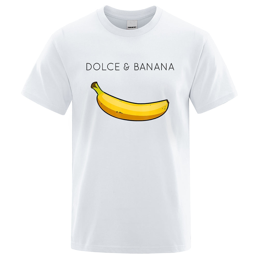 T-shirt blanc avec motif de banane.