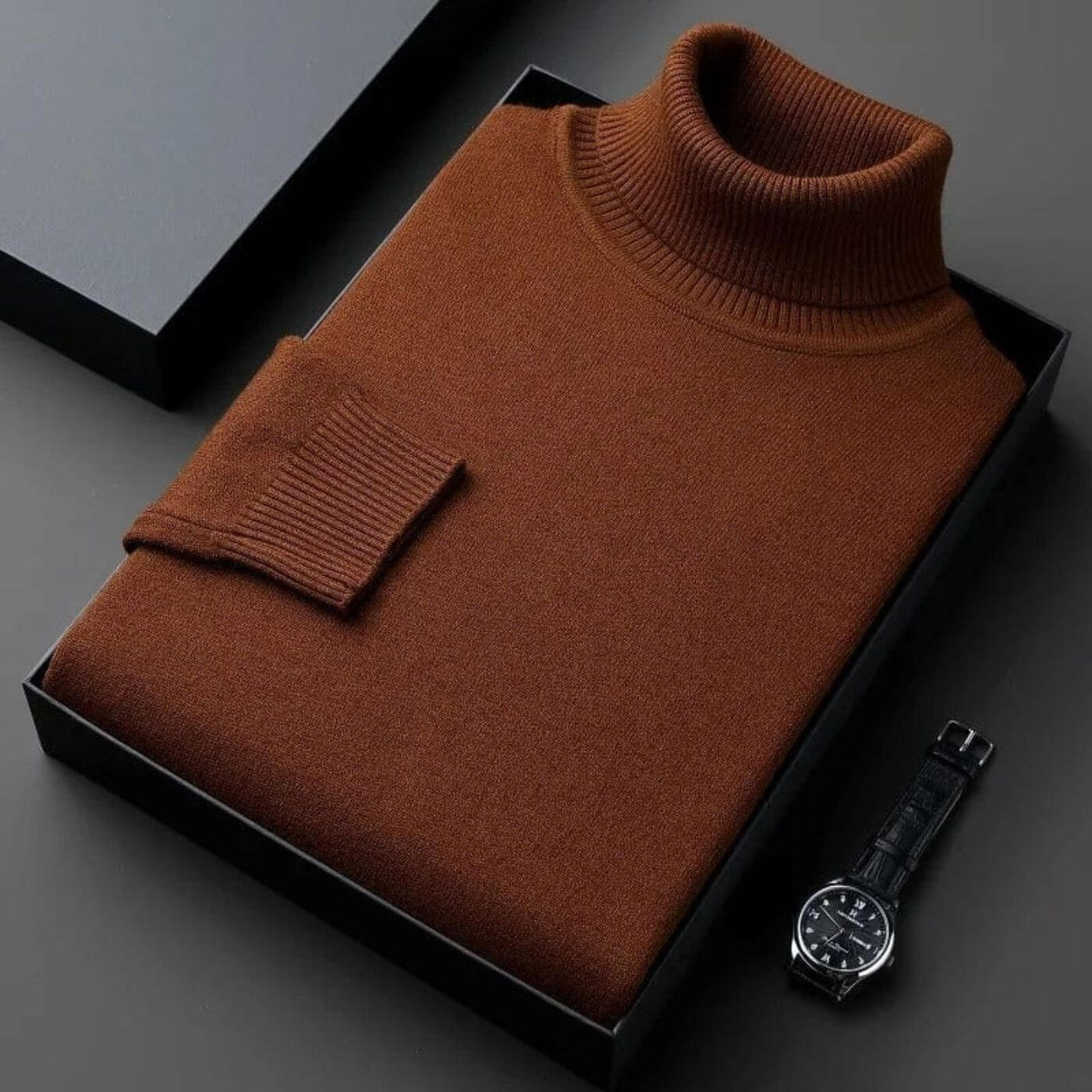 Pull à col roulé marron – maille de qualité, chaud et un choix élégant pour l'hiver.