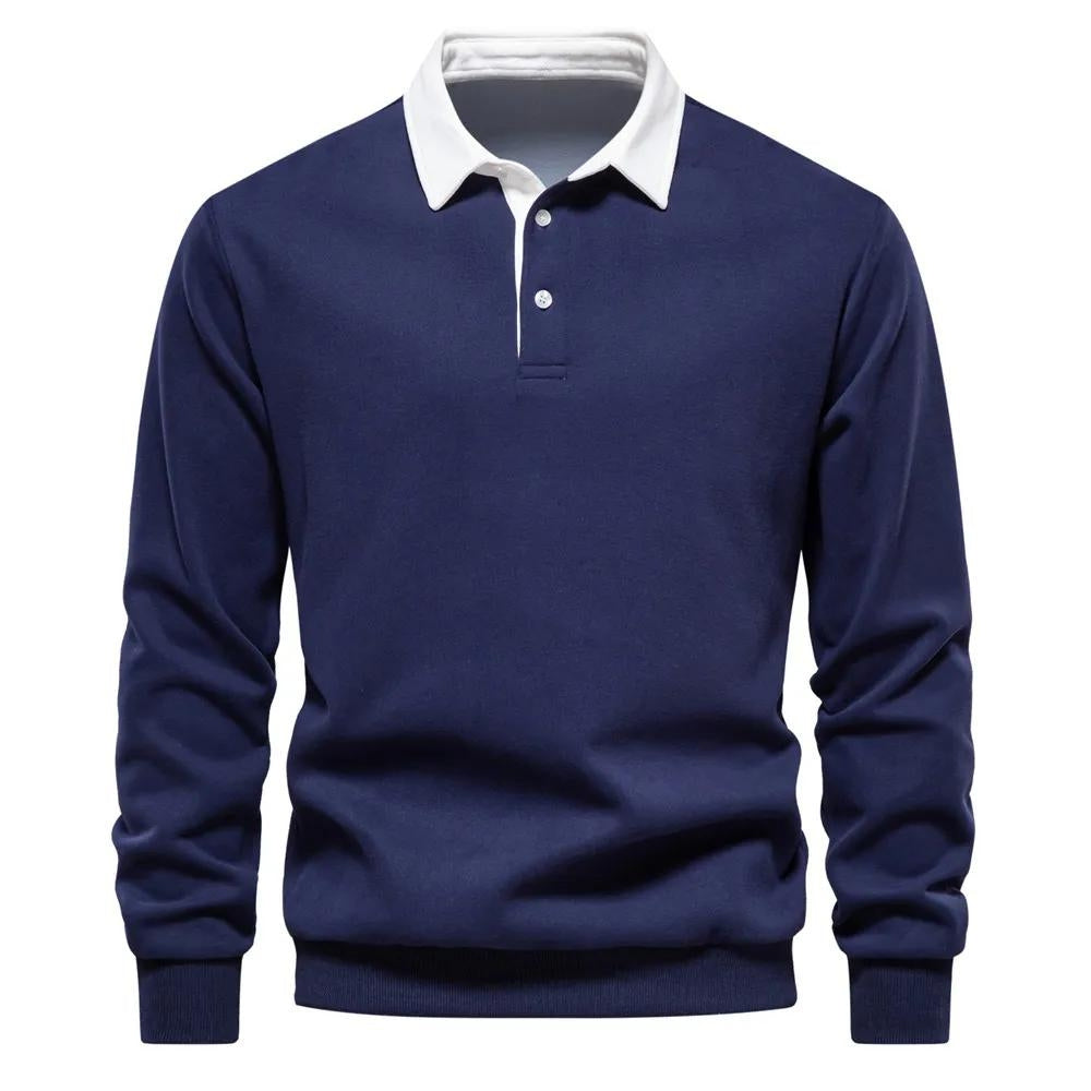 Polo à bleu manches longues pour hommes