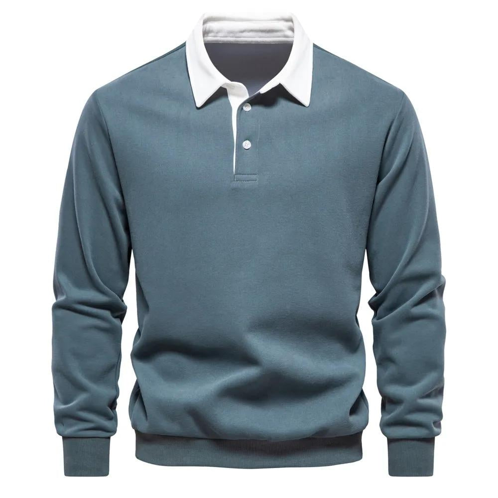 Polo à bleu manches longues pour hommes