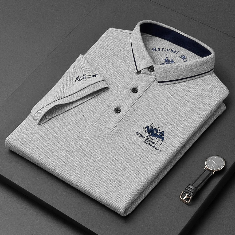 Polo gris brodé