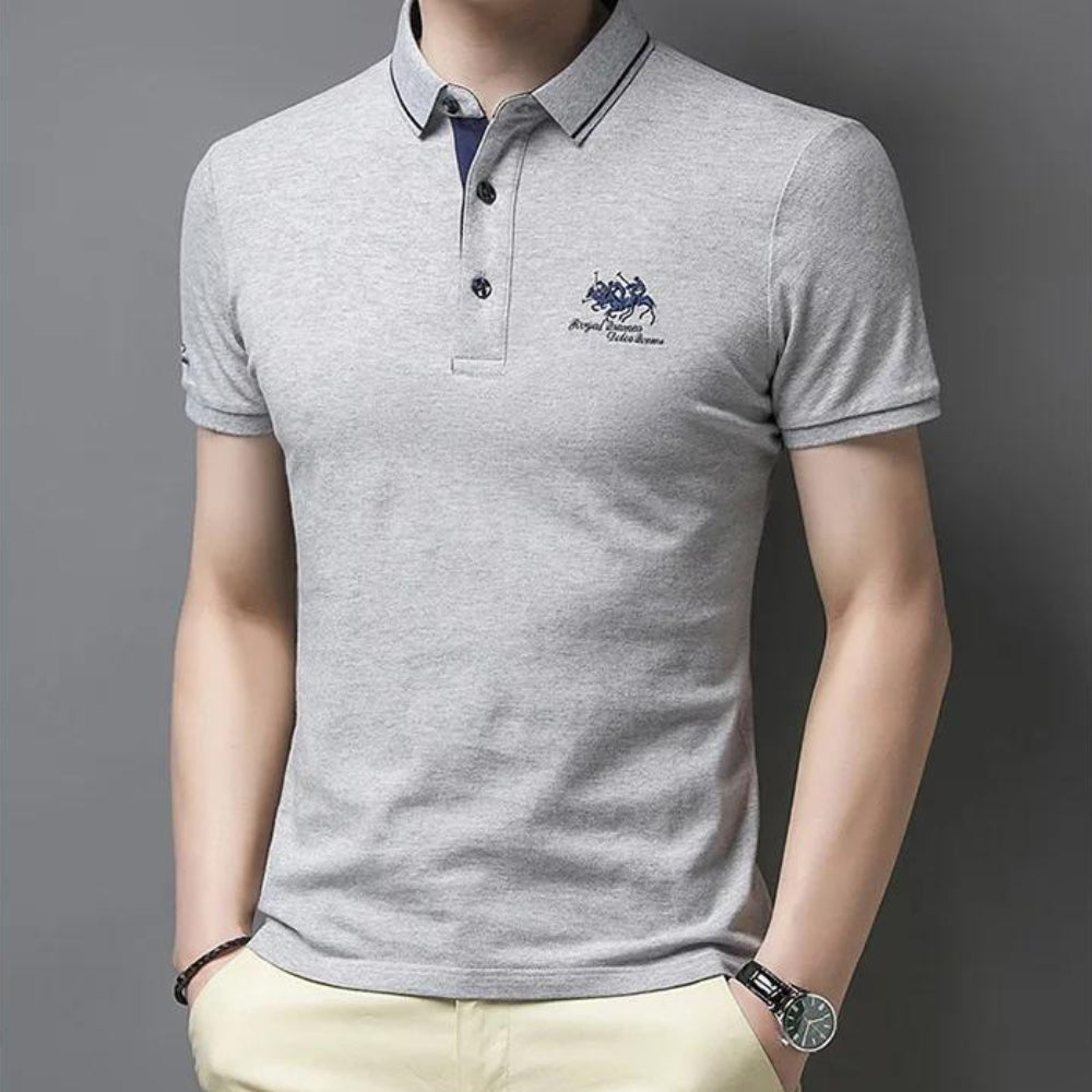 Polo gris brodé