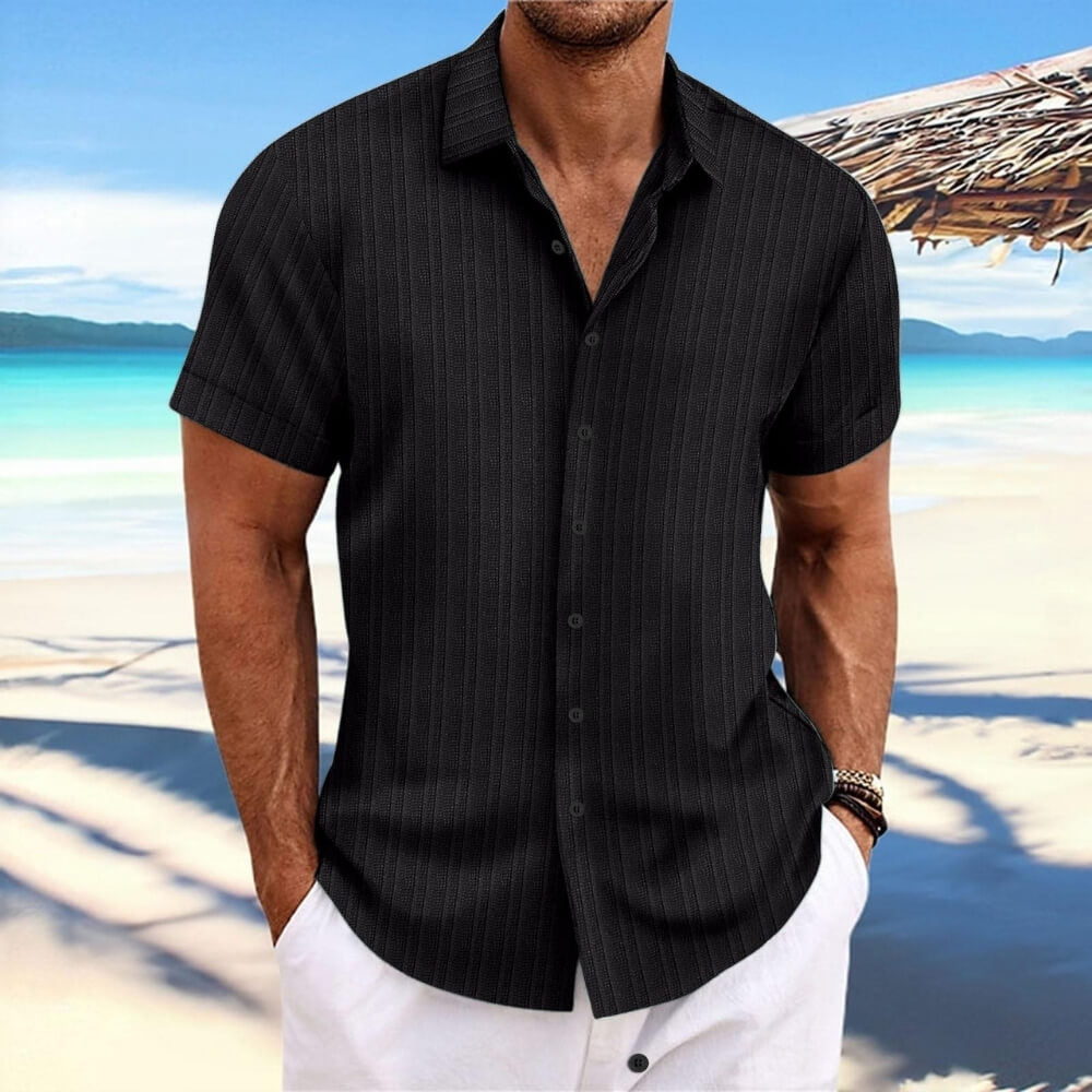 Chemise en lin rayé noir