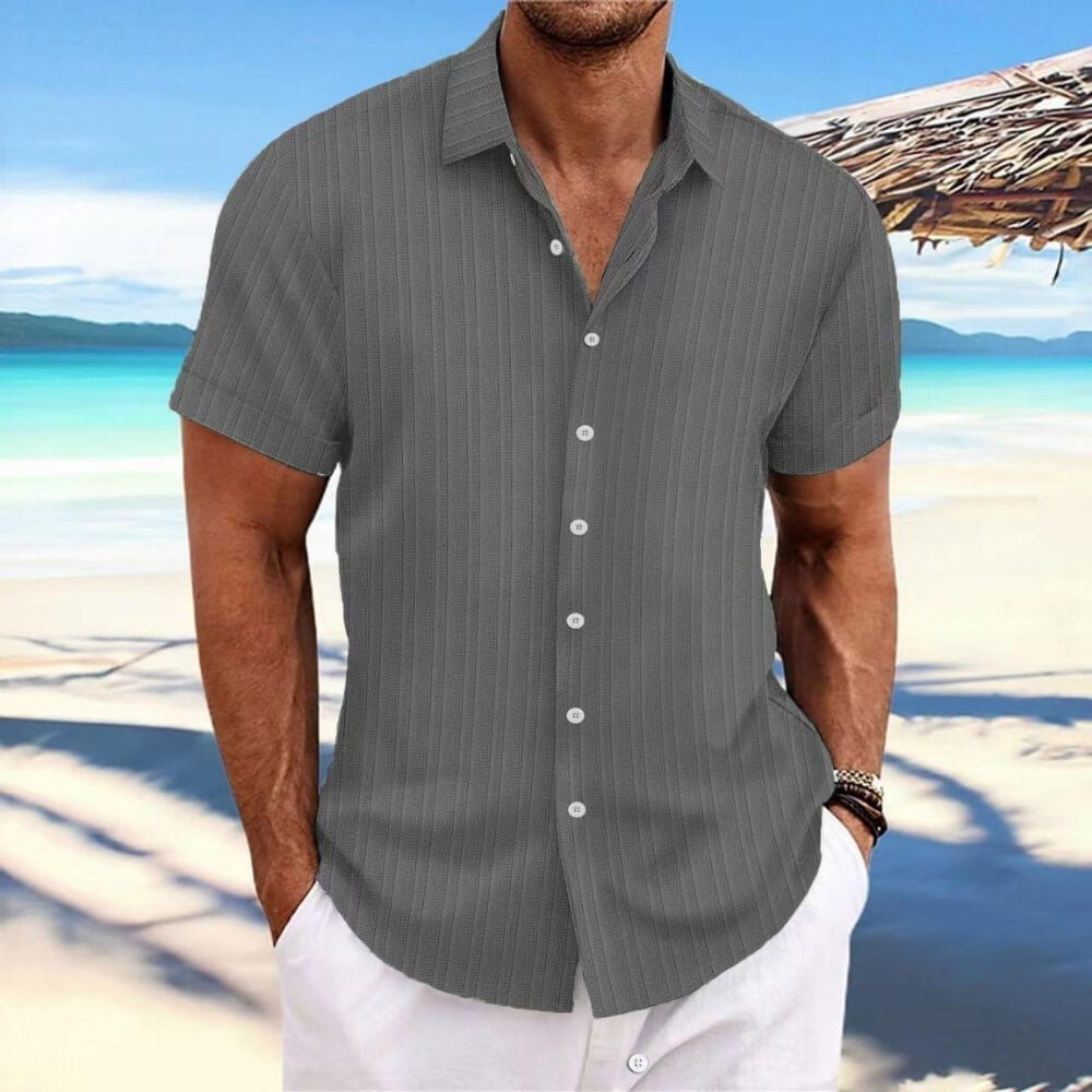 Chemise en lin rayé gris foncé