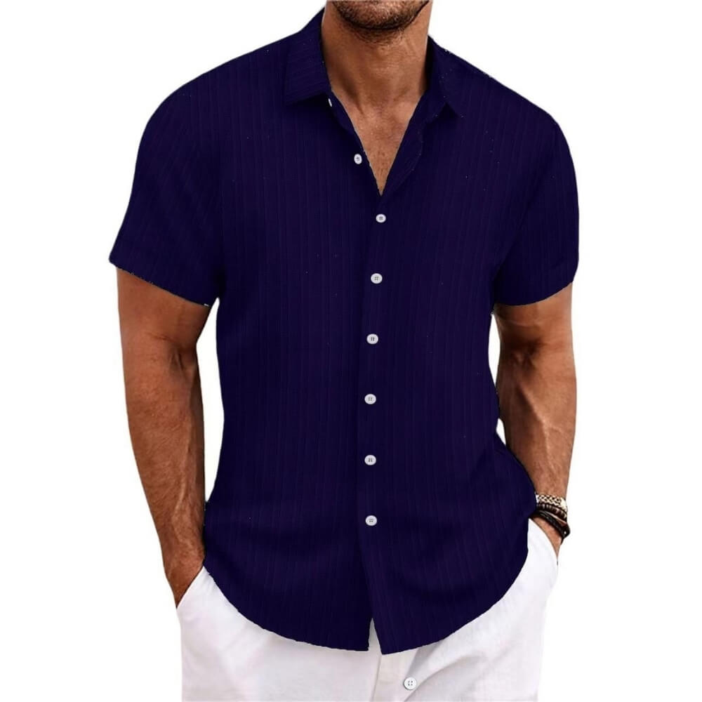 Chemise en lin rayé bleu marine