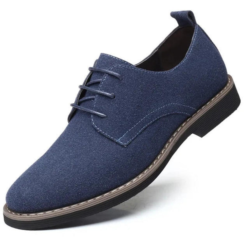 Chaussure pour homme en daim bleu avec lacets