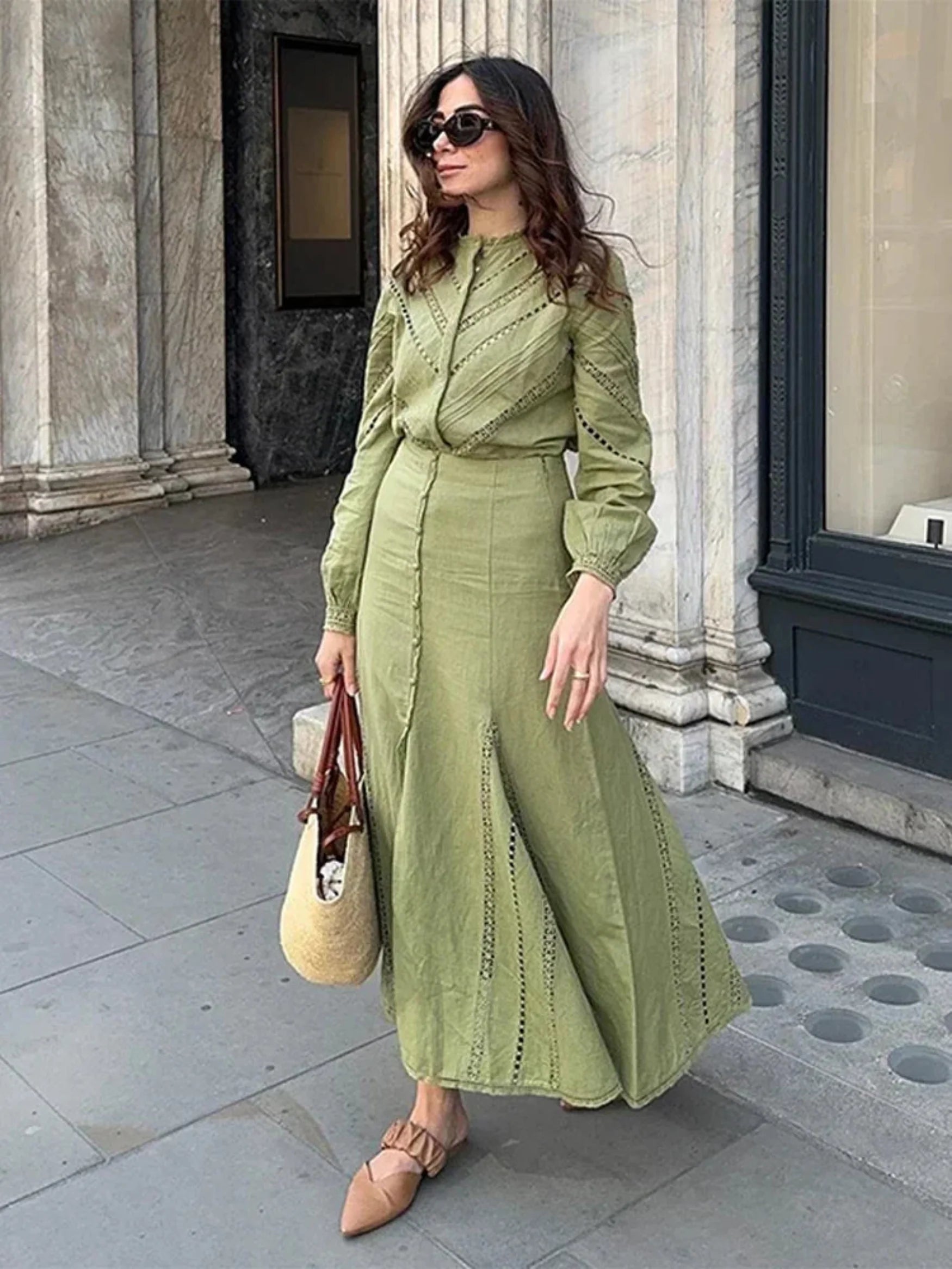 Ensemble 2 pièces femme – Chemise et pantalon élégants à manches longues