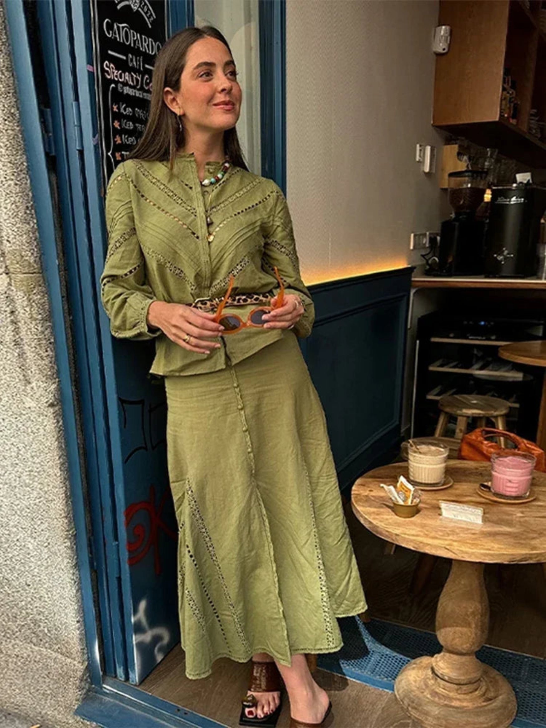 Ensemble 2 pièces femme – Chemise et pantalon élégants à manches longues