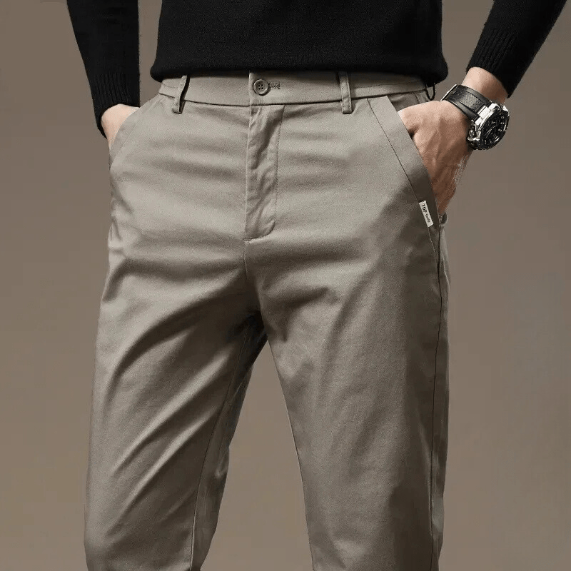 Pantalon slim pour hommes - Pantalon d'affaires à taille élastique pour le bureau