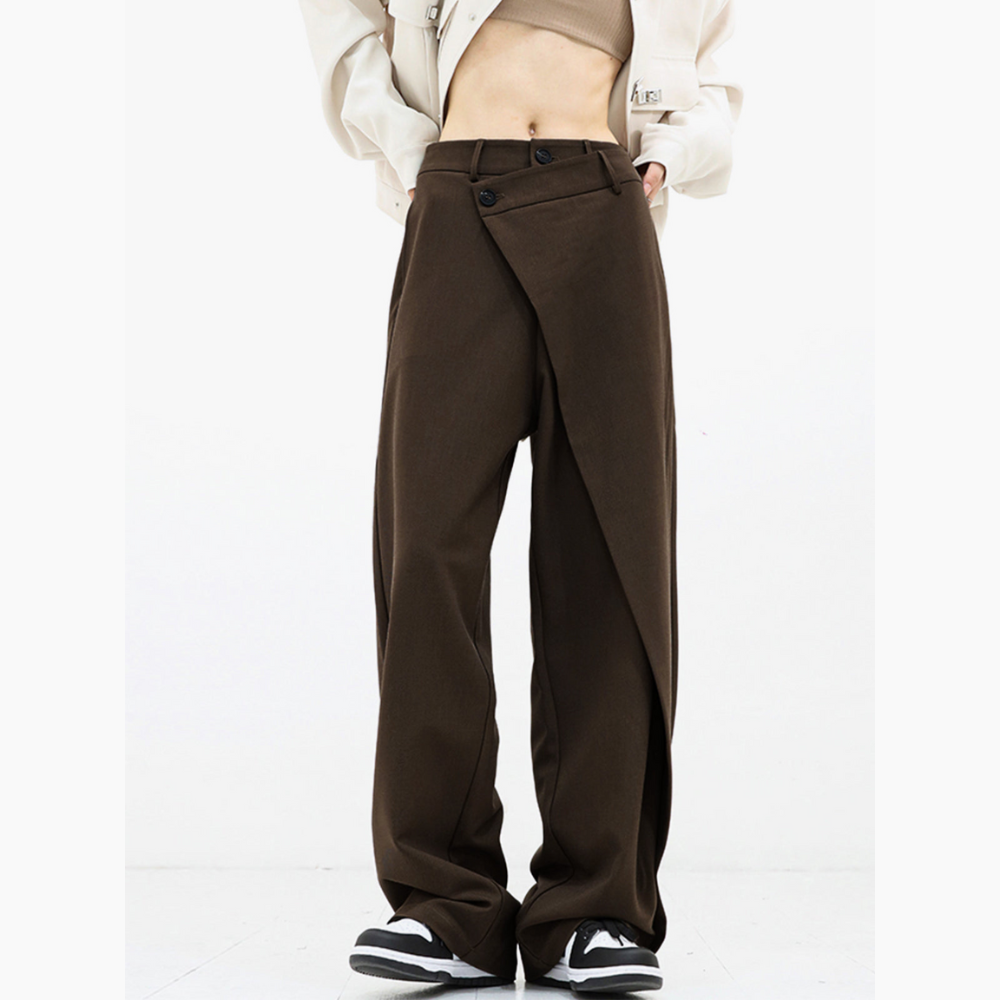 Pantalon à taille haute et jambe large pour femmes