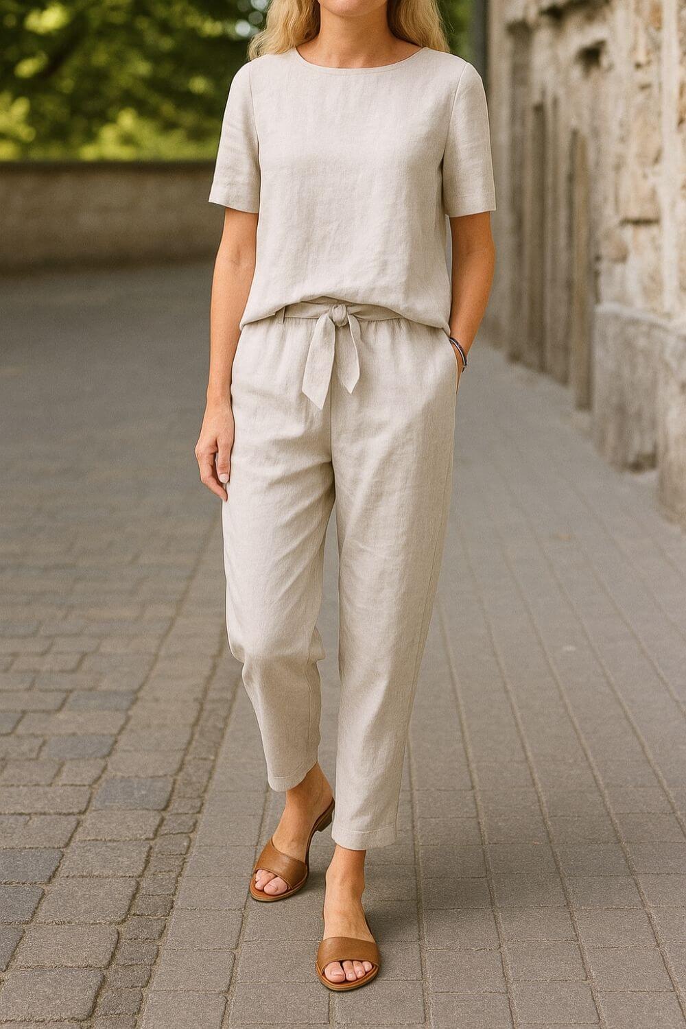 Tiffany™ - Ensemble Estival Confortable Blouse et Pantalon
